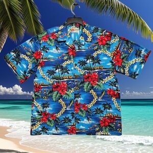 Hilo Hattie Hawaiian Shirt Loud All over Print Size Mens XL USA 100% Cotton Fish
